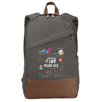 Square Root Of 169 13th Birthday 13 Year Old Math Nerd Cotton Canvas Backpack