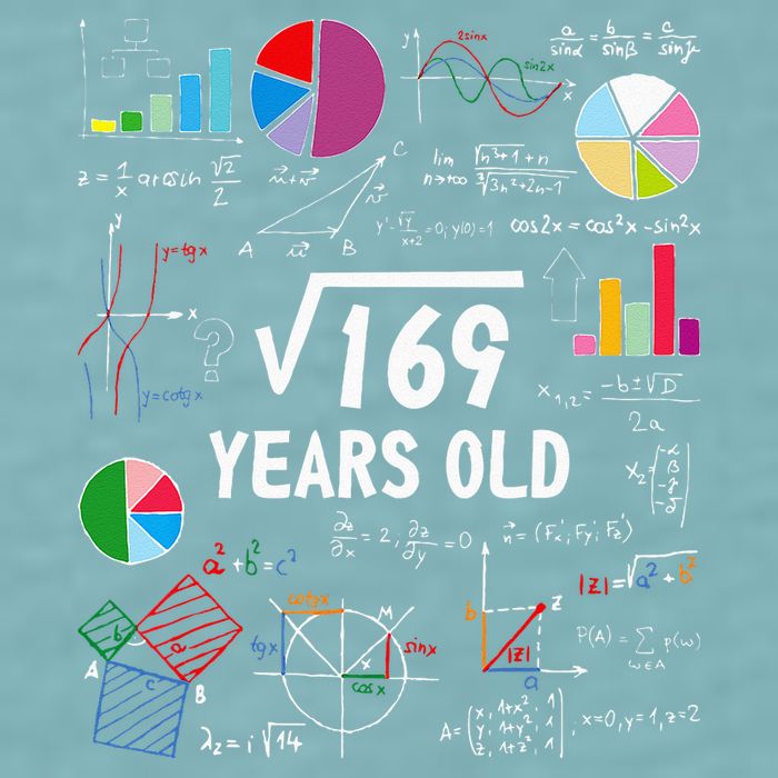 Square Root Of 169 13th Birthday 13 Year Old Math Nerd Sueded Cloud Jersey T-Shirt