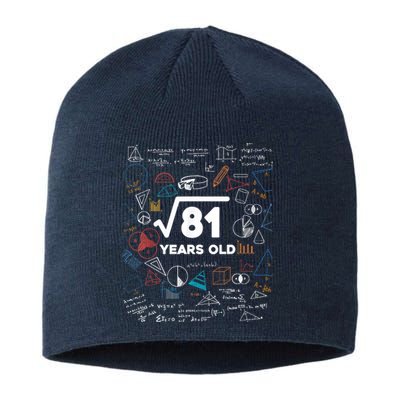 Square Root Of 81 9th Birthday Math Lover 9 Year Old Bday Sustainable Beanie