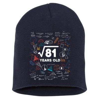 Square Root Of 81 9th Birthday Math Lover 9 Year Old Bday Short Acrylic Beanie