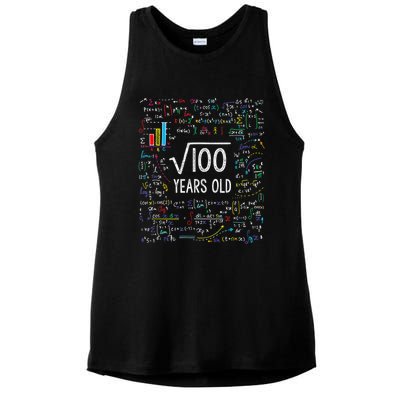 Square Root Of 100 10th Birthday 10 Year Old Gifts Math Bday Ladies PosiCharge Tri-Blend Wicking Tank