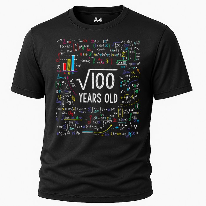Square Root Of 100 10th Birthday 10 Year Old Gifts Math Bday Cooling Performance Crew T-Shirt
