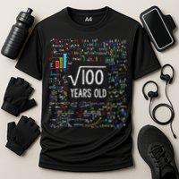 Square Root Of 100 10th Birthday 10 Year Old Gifts Math Bday Cooling Performance Crew T-Shirt