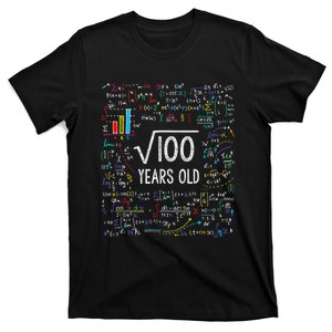 Square Root Of 100 10th Birthday 10 Year Old Gifts Math Bday T-Shirt