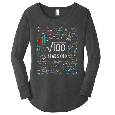 Square Root Of 100 10th Birthday 10 Year Old Gifts Math Bday Women's Perfect Tri Tunic Long Sleeve Shirt