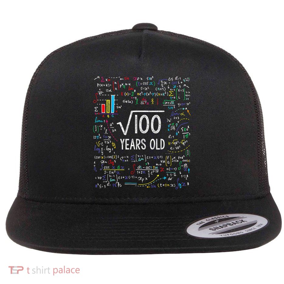 Square Root Of 100 10th Birthday 10 Year Old Gifts Math Bday Flatbill Hat