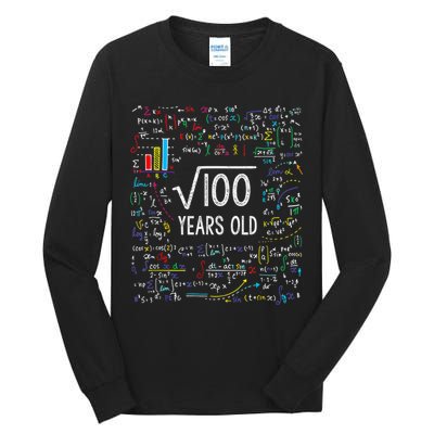 Square Root Of 100 10th Birthday 10 Year Old Gifts Math Bday Tall Long Sleeve T-Shirt
