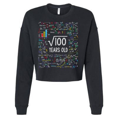 Square Root Of 100 10th Birthday 10 Year Old Gifts Math Bday Cropped Pullover Crew