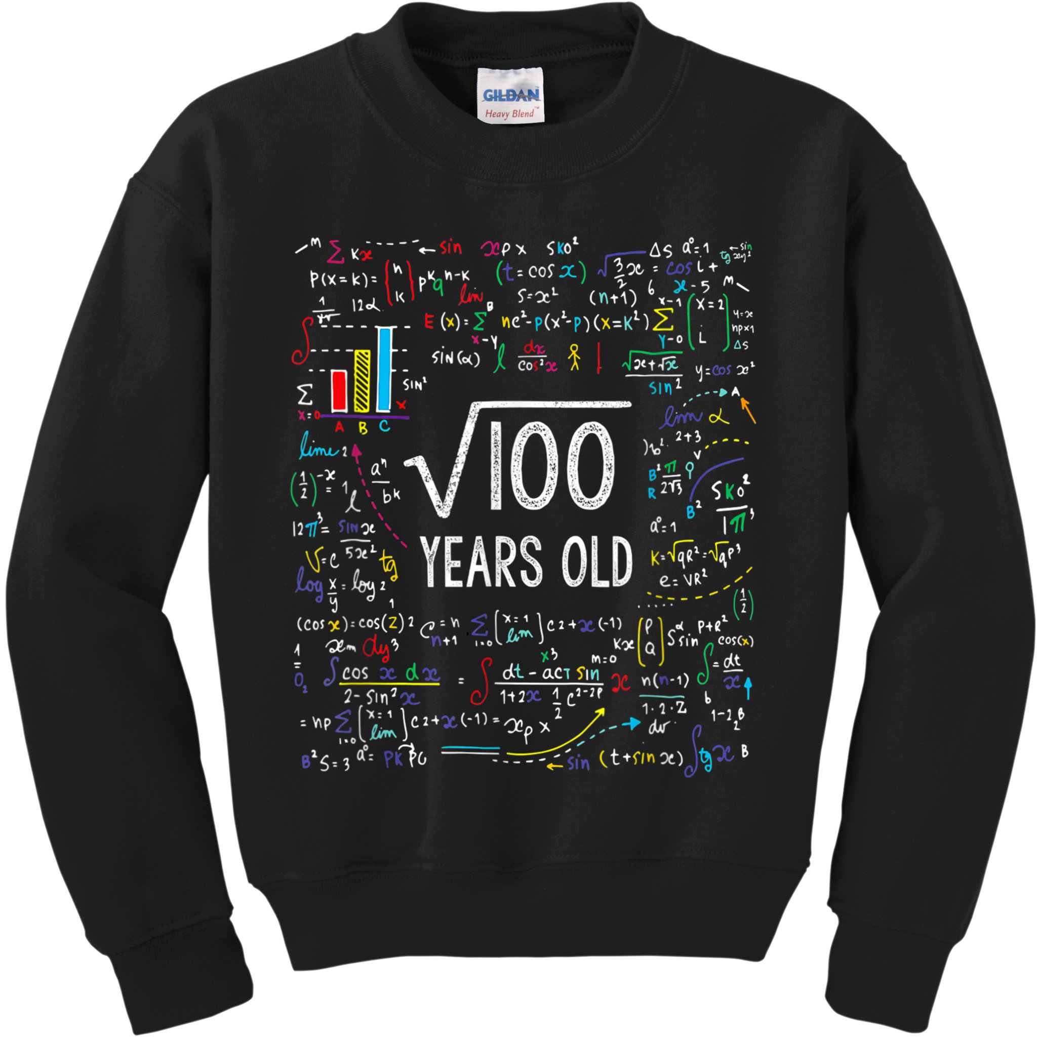 Square Root Of 100 10th Birthday 10 Year Old Gifts Math Bday Kids Sweatshirt