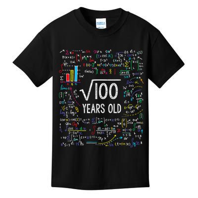 Square Root Of 100 10th Birthday 10 Year Old Gifts Math Bday Kids T-Shirt