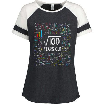 Square Root Of 100 10th Birthday 10 Year Old Gifts Math Bday Enza Ladies Jersey Colorblock Tee