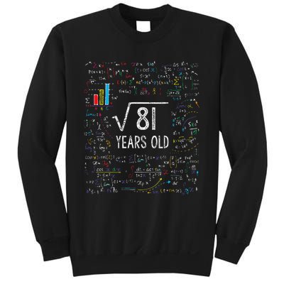 Square Root Of 81 9th Birthday 9 Year Old Gifts Math Bday Sweatshirt