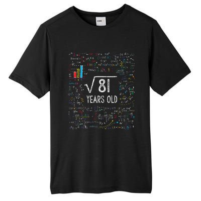 Square Root Of 81 9th Birthday 9 Year Old Gifts Math Bday Tall Fusion ChromaSoft Performance T-Shirt