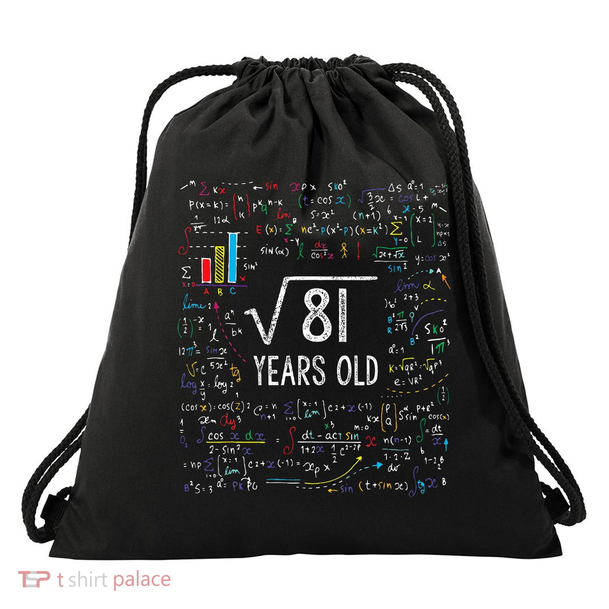 Square Root Of 81 9th Birthday 9 Year Old Gifts Math Bday Drawstring Bag