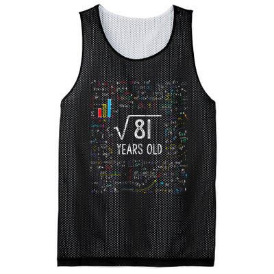 Square Root Of 81 9th Birthday 9 Year Old Gifts Math Bday Mesh Reversible Basketball Jersey Tank