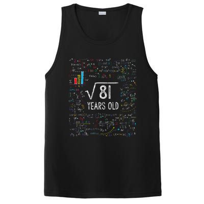 Square Root Of 81 9th Birthday 9 Year Old Gifts Math Bday PosiCharge Competitor Tank