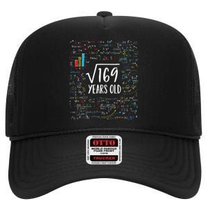 Square Root Of 169 13th Birthday 13 Year Old Gifts Math Bday High Crown Mesh Back Trucker Hat