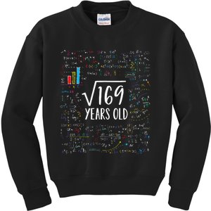 Square Root Of 169 13th Birthday 13 Year Old Gifts Math Bday Kids Sweatshirt