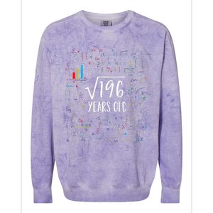 Square Root Of 196 14th Birthday 14 Year Old Gifts Math Bday Colorblast Crewneck Sweatshirt