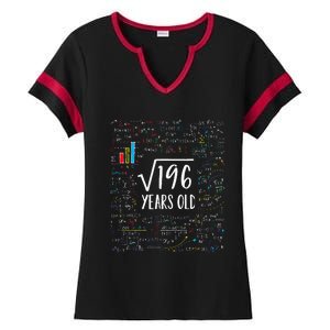 Square Root Of 196 14th Birthday 14 Year Old Gifts Math Bday Ladies Halftime Notch Neck Tee