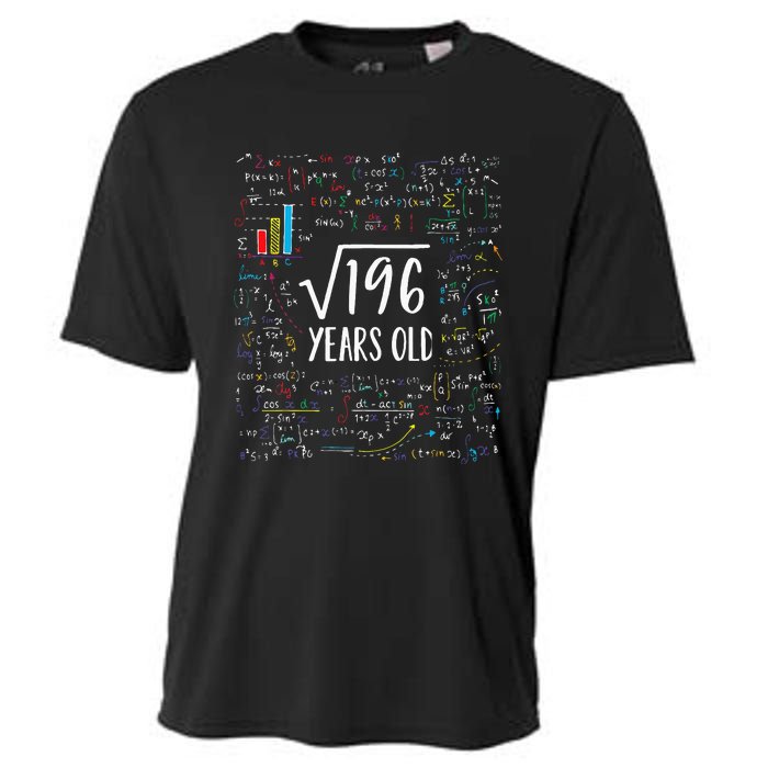 Square Root Of 196 14th Birthday 14 Year Old Gifts Math Bday Cooling Performance Crew T-Shirt