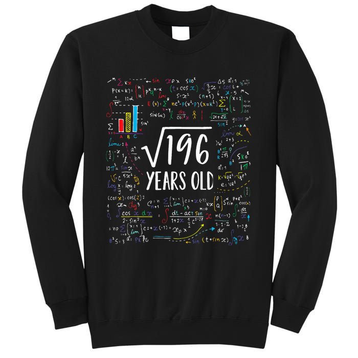 Square Root Of 196 14th Birthday 14 Year Old Gifts Math Bday Sweatshirt