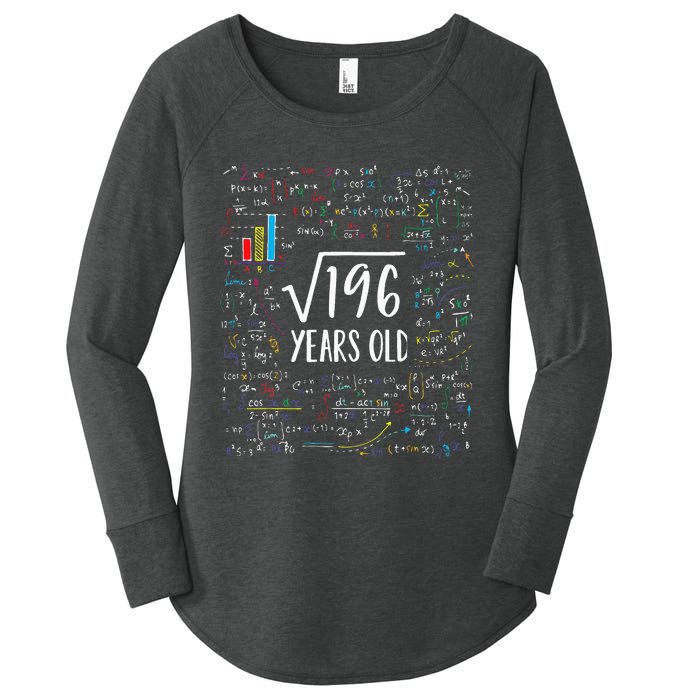 Square Root Of 196 14th Birthday 14 Year Old Gifts Math Bday Women's Perfect Tri Tunic Long Sleeve Shirt