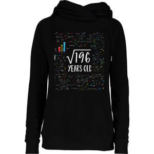 Square Root Of 196 14th Birthday 14 Year Old Gifts Math Bday Womens Funnel Neck Pullover Hood