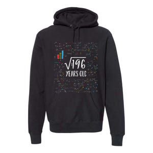 Square Root Of 196 14th Birthday 14 Year Old Gifts Math Bday Premium Hoodie