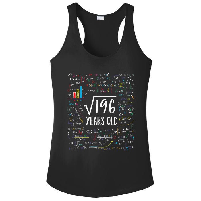 Square Root Of 196 14th Birthday 14 Year Old Gifts Math Bday Ladies PosiCharge Competitor Racerback Tank