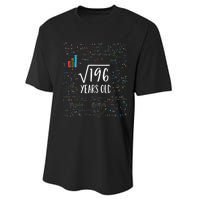 Square Root Of 196 14th Birthday 14 Year Old Gifts Math Bday Performance Sprint T-Shirt