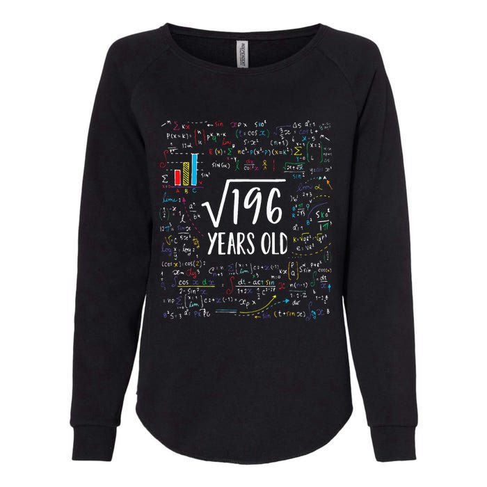 Square Root Of 196 14th Birthday 14 Year Old Gifts Math Bday Womens California Wash Sweatshirt