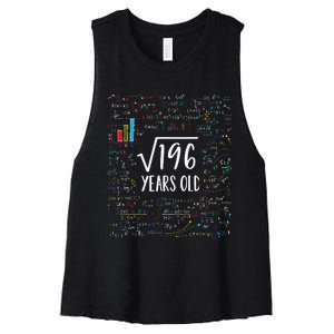 Square Root Of 196 14th Birthday 14 Year Old Gifts Math Bday Women's Racerback Cropped Tank