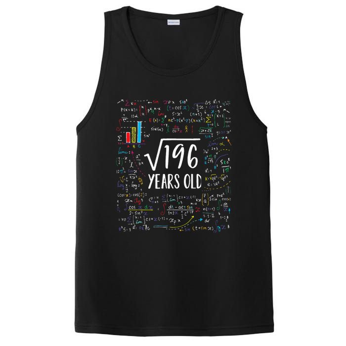 Square Root Of 196 14th Birthday 14 Year Old Gifts Math Bday PosiCharge Competitor Tank