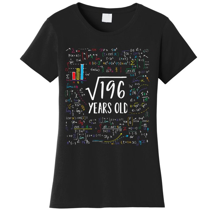 Square Root Of 196 14th Birthday 14 Year Old Gifts Math Bday Women's T-Shirt