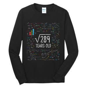 Square Root Of 289 17th Birthday 17 Year Old Gifts Math Bday Tall Long Sleeve T-Shirt