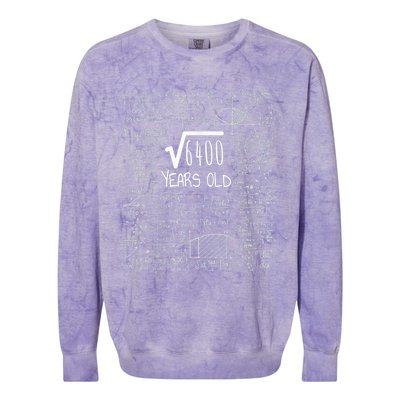 Square Root of 6400: 80 Years Old - 80th Birthday Colorblast Crewneck Sweatshirt