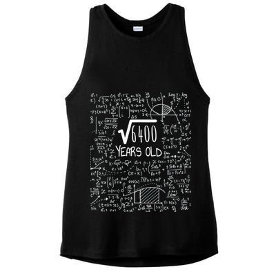 Square Root of 6400: 80 Years Old - 80th Birthday Ladies PosiCharge Tri-Blend Wicking Tank
