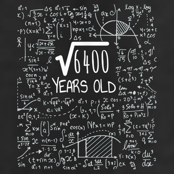 Square Root of 6400: 80 Years Old - 80th Birthday 7 Panel Mesh Trucker Snapback Hat