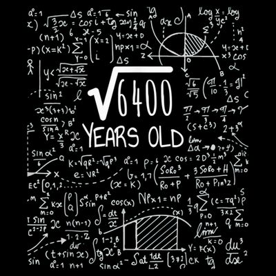 Square Root of 6400: 80 Years Old - 80th Birthday T-Shirt