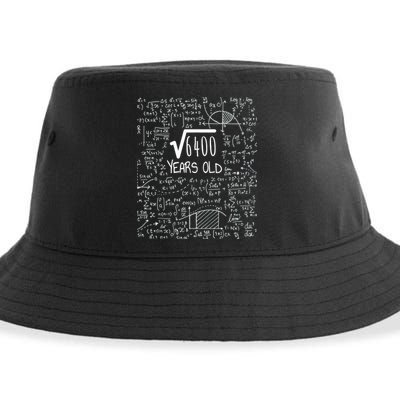 Square Root of 6400: 80 Years Old - 80th Birthday Sustainable Bucket Hat