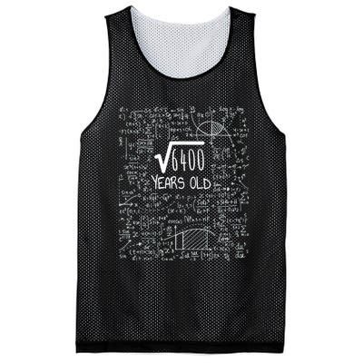 Square Root of 6400: 80 Years Old - 80th Birthday Mesh Reversible Basketball Jersey Tank