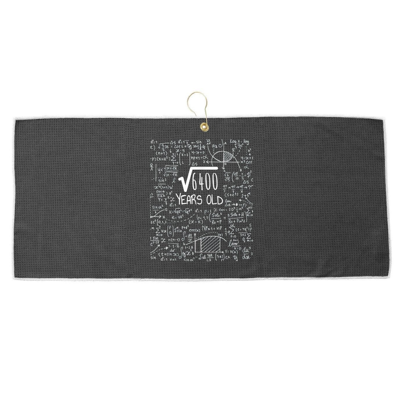 Square Root of 6400: 80 Years Old - 80th Birthday Large Microfiber Waffle Golf Towel