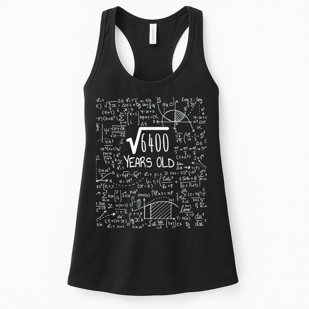 Square Root of 6400: 80 Years Old - 80th Birthday Womens Tank Top