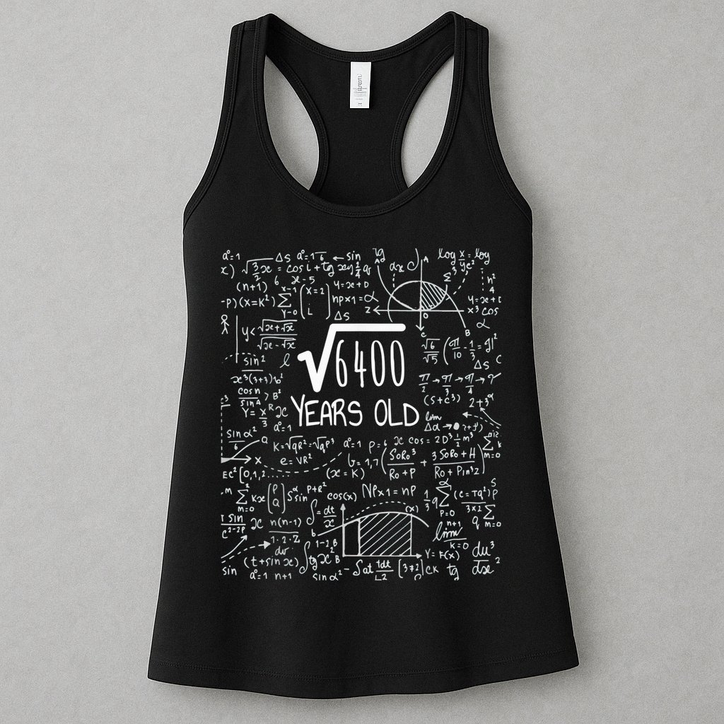 Square Root of 6400: 80 Years Old - 80th Birthday Womens Tank Top