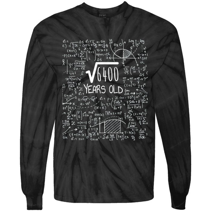 Square Root of 6400: 80 Years Old - 80th Birthday Tie-Dye Long Sleeve Shirt