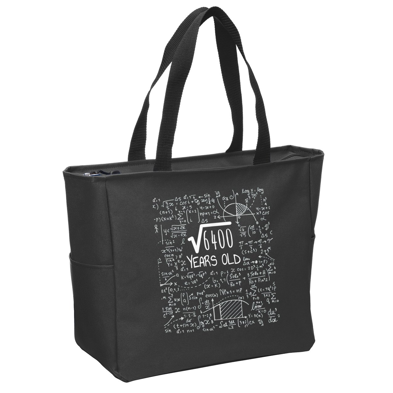 Square Root of 6400: 80 Years Old - 80th Birthday Zip Tote Bag