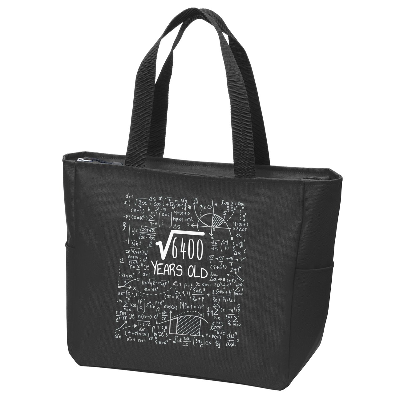 Square Root of 6400: 80 Years Old - 80th Birthday Zip Tote Bag