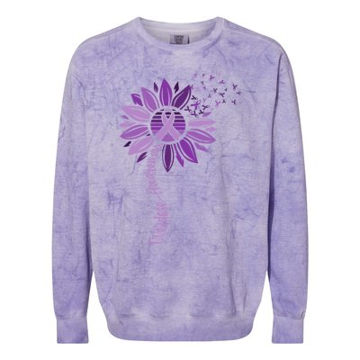 Sunflower Ribbons Overdose Awareness Colorblast Crewneck Sweatshirt