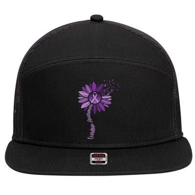 Sunflower Ribbons Overdose Awareness 7 Panel Mesh Trucker Snapback Hat